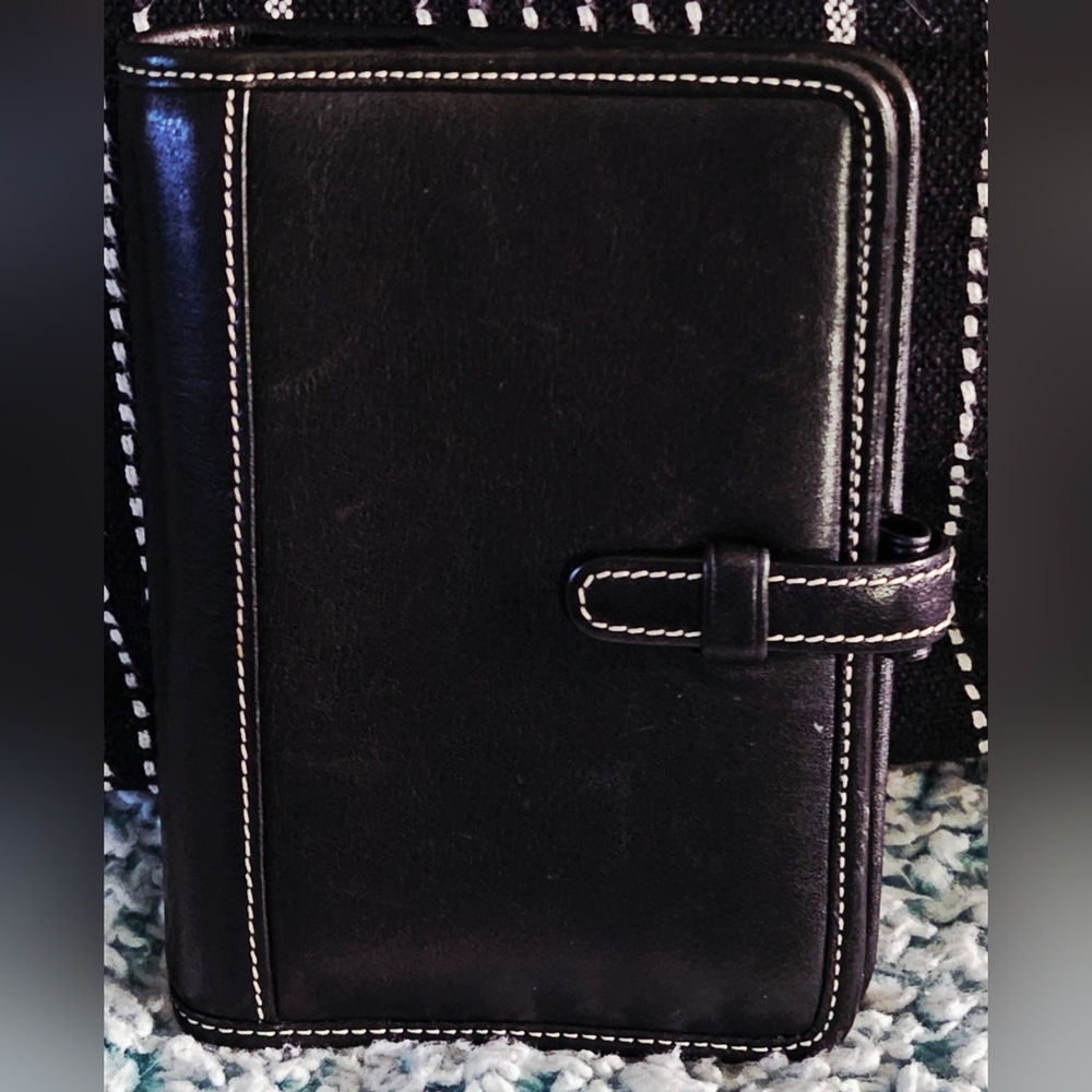 Coach Planner Wallet, Sleek Black Leather Men's/Womens Planner Organizer.